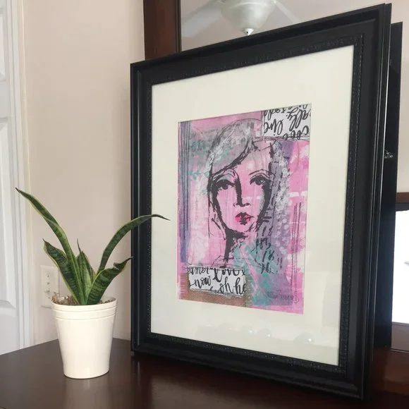 Original Art Work Painting Framed Eclectic Mixed Media